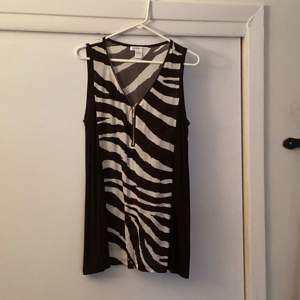 August Silk Zebra Print Top - Black and White